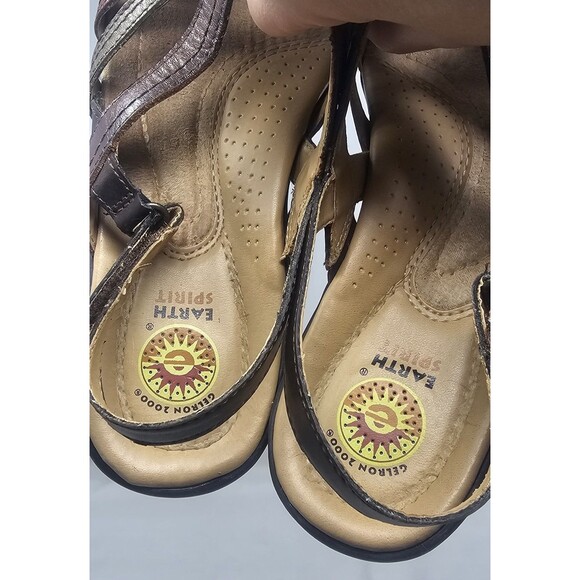 Earth Spirit Carlisle Brown Leather Sandal Sz 7.5 Open Toe Gelron 2000 Classic - Picture 10 of 12